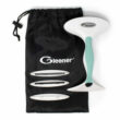 GLEENER_fabricshaverlintbrush_turquoise_image_frontview_travelpouch