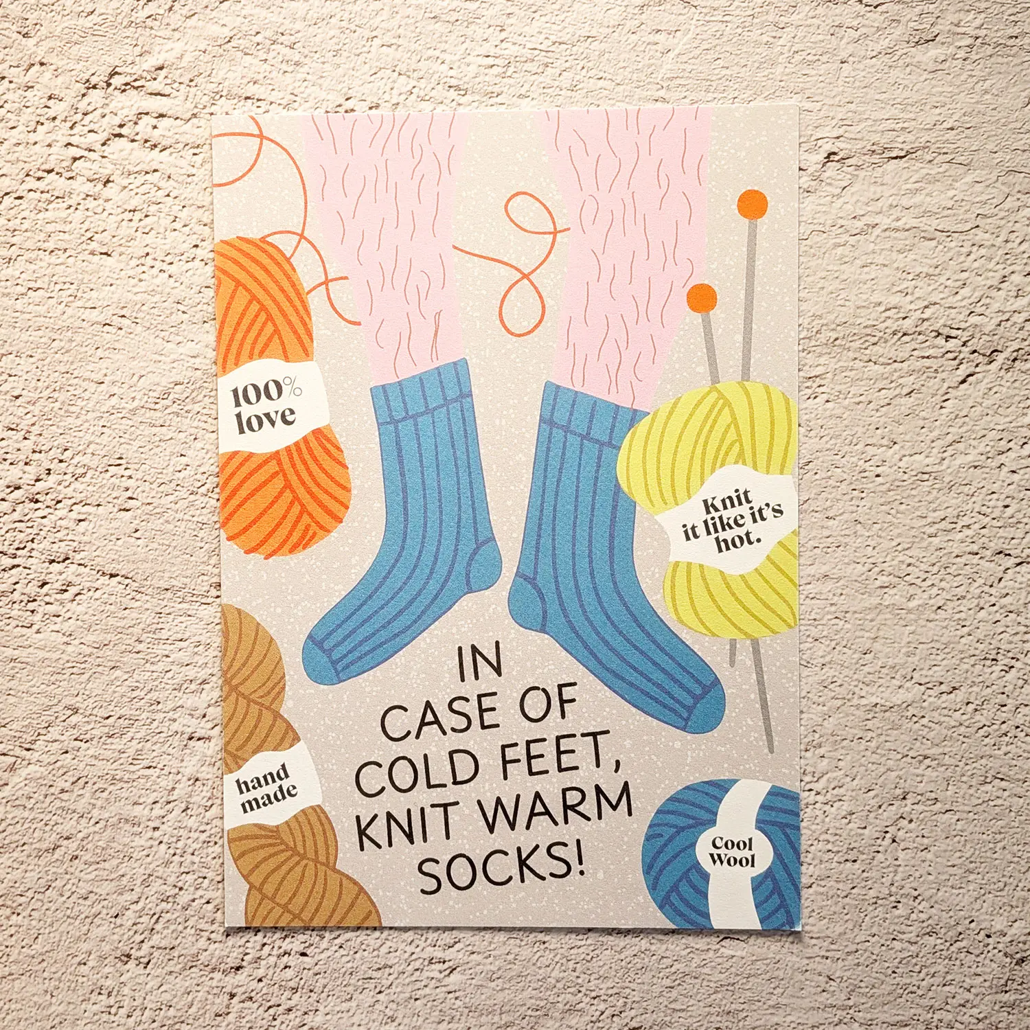 Postkarte Cold feet, warm socks (Family Tree Studio) Postkarte Cold feet warm socks von Family Tree Studio