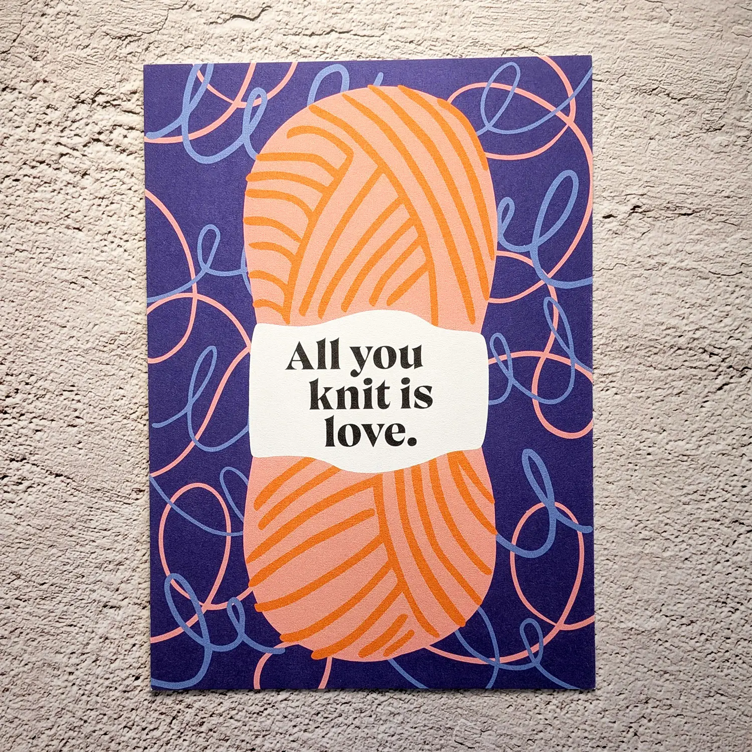 Postkarte Love knitting (Family Tree Studio) Postkarte All you knit is love von Family Tree Studio