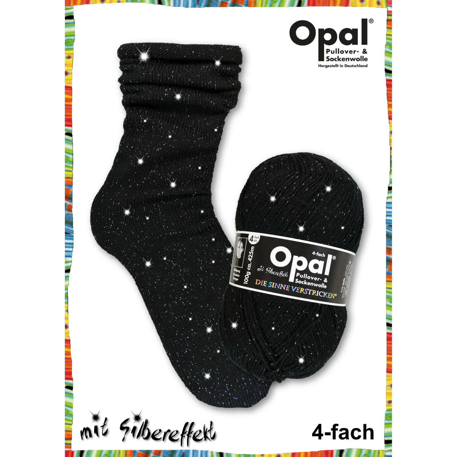 Uni 4-fach mit Silbereffekt (Opal) Uni 4-fach mit Silbereffekt (Opal)